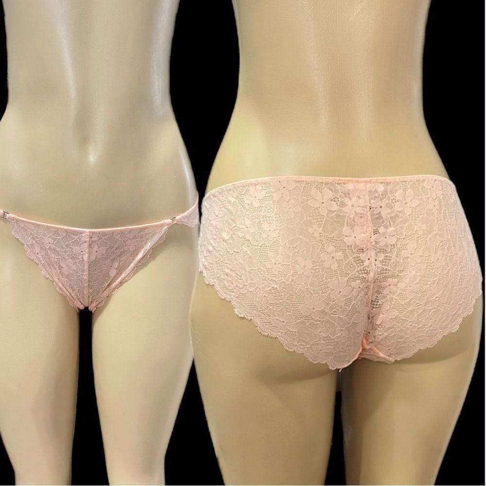 Victoria’s Secret Dream Angels Sexy Sheer Floral Lace Cheekini Panty Peach Xl